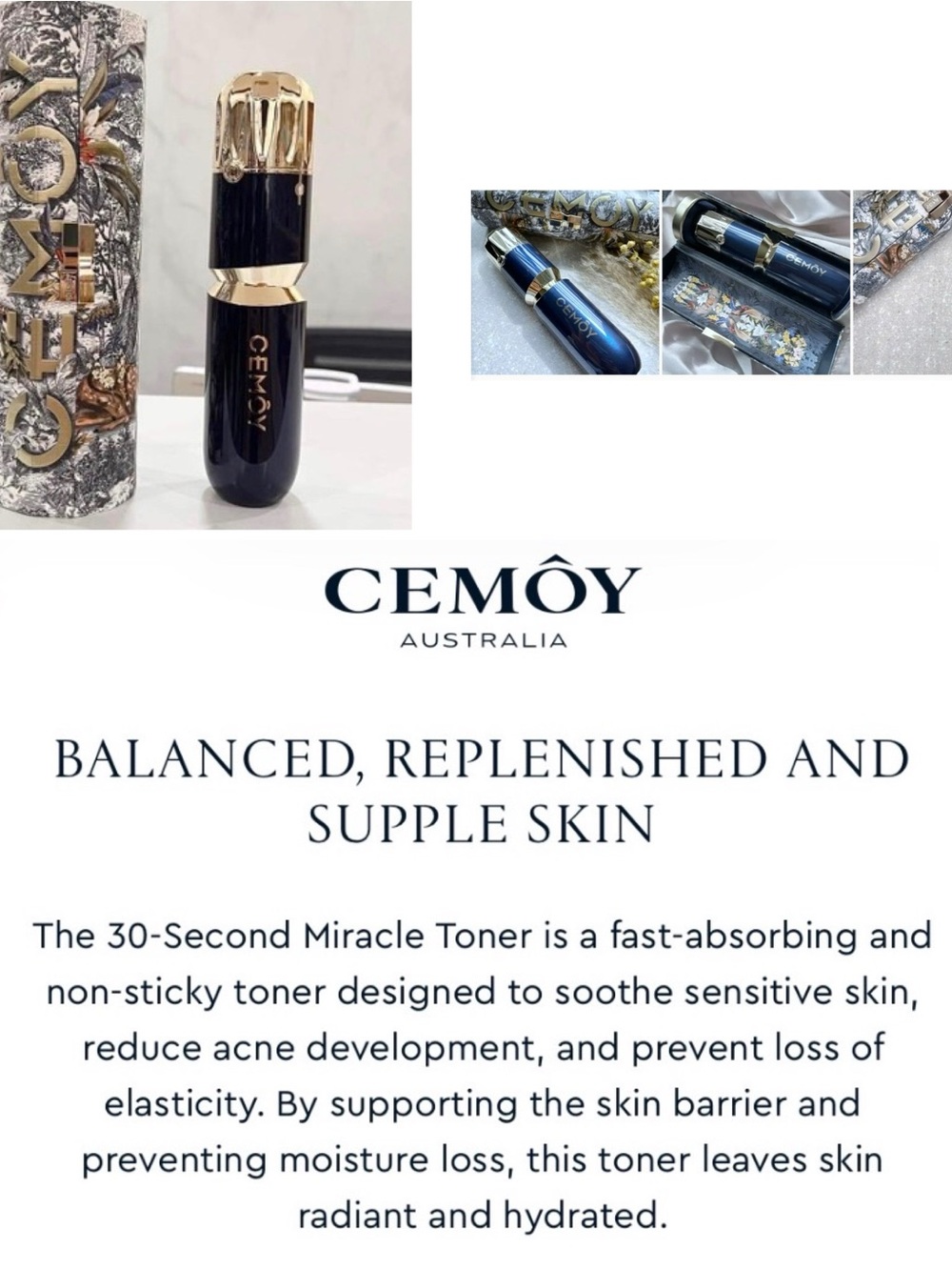 Cemoy Australia 30-Second Miracle Toner & Case 5.1 Fl Oz NWT